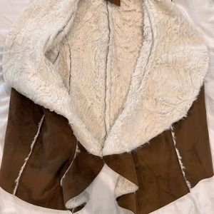 Brown and white faux shearling vest
